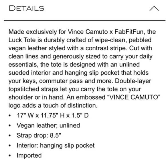 New Vince Camuto Lucky Tan and Black Tote Bag - Picture 5 of 6